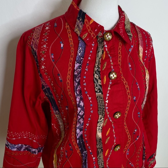 Coldwater Creek Embellished Embroidered Twill Top - Picture 2 of 11